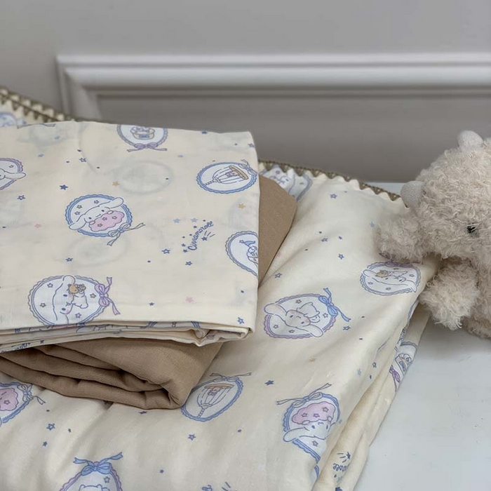 91家纺网 家纺一手货源 找家纺 源启生活 2025新款A类贝壳边款双层纱夏被 星星玉桂狗