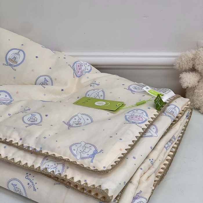 91家纺网 家纺一手货源 找家纺 源启生活 2025新款A类贝壳边款双层纱夏被 星星玉桂狗