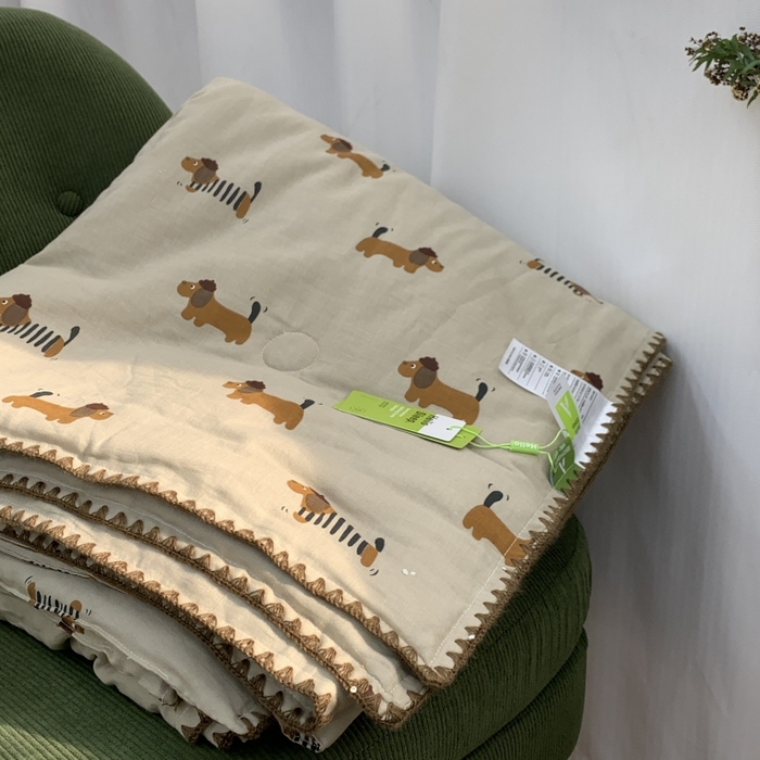 91家纺网 家纺一手货源 找家纺 源启生活 2025新款A类贝壳边款双层纱夏被 修修狗