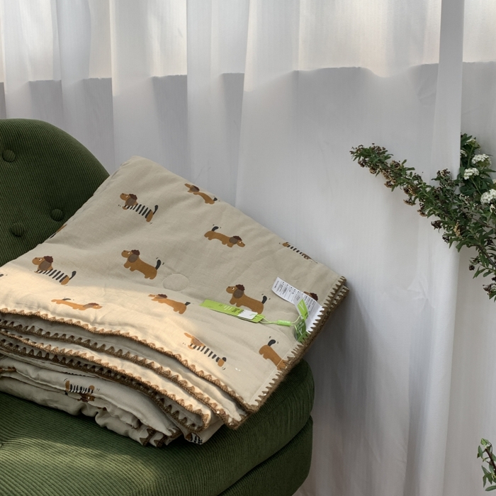 91家纺网 家纺一手货源 找家纺 源启生活 2025新款A类贝壳边款双层纱夏被 修修狗