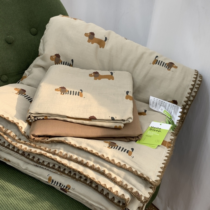 91家纺网 家纺一手货源 找家纺 源启生活 2025新款A类贝壳边款双层纱夏被 修修狗