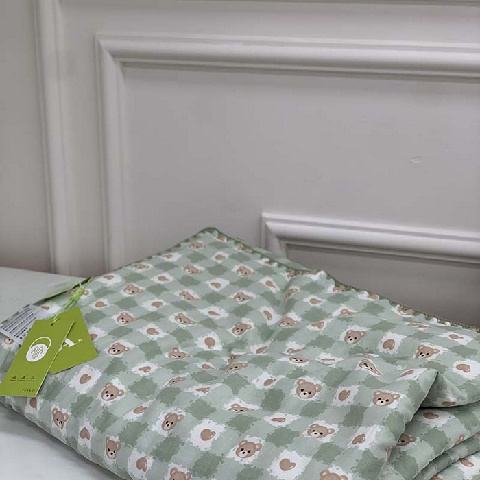 91家纺网 家纺一手货源 找家纺 源启生活 2025新款A类贝壳边款双层纱夏被 仔仔熊