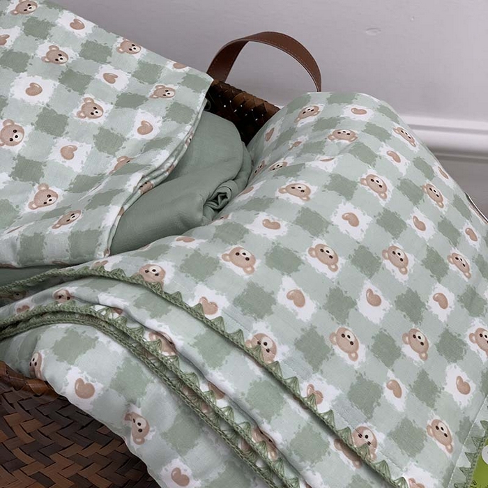 91家纺网 家纺一手货源 找家纺 源启生活 2025新款A类贝壳边款双层纱夏被 仔仔熊