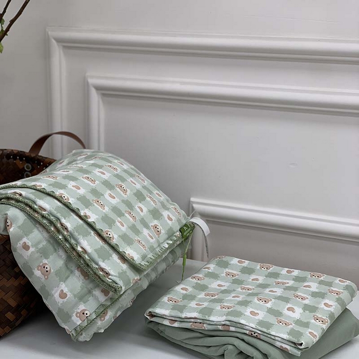 91家纺网 家纺一手货源 找家纺 源启生活 2025新款A类贝壳边款双层纱夏被 仔仔熊