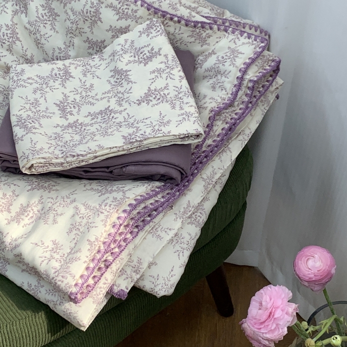 91家纺网 家纺一手货源 找家纺 源启生活 2025新款A类贝壳边款双层纱夏被 紫萱