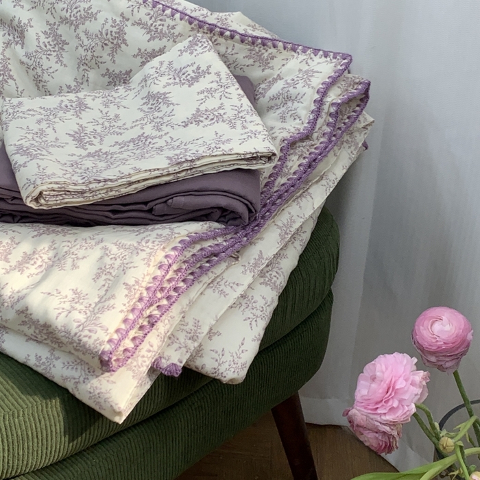 91家纺网 家纺一手货源 找家纺 源启生活 2025新款A类贝壳边款双层纱夏被 紫萱