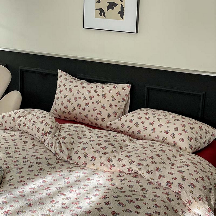 91家纺网 家纺一手货源 找家纺 源启生活 2025新款全棉A类双层皱皱纱四件套 西野