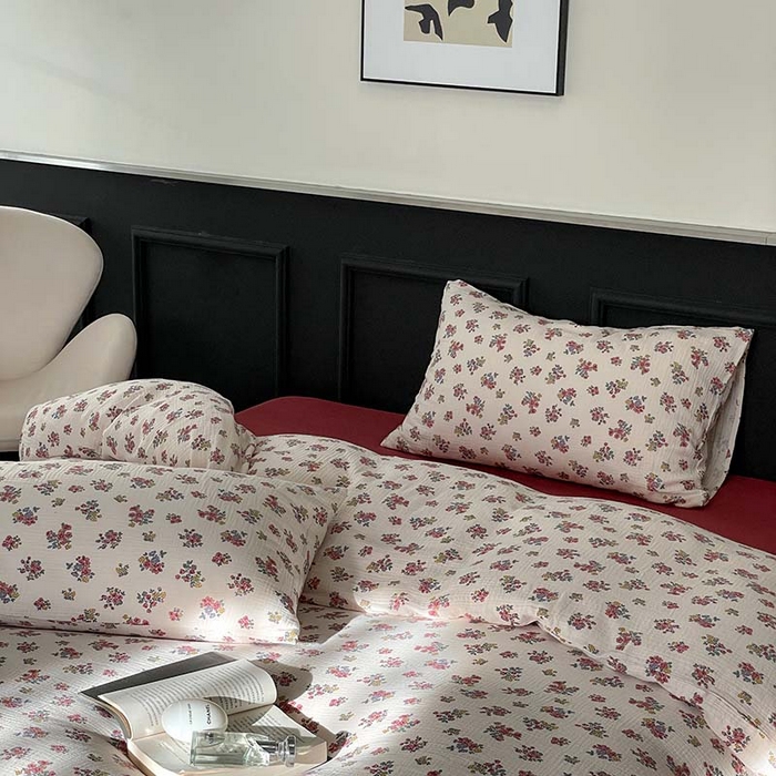 91家纺网 家纺一手货源 找家纺 源启生活 2025新款全棉A类双层皱皱纱四件套 西野