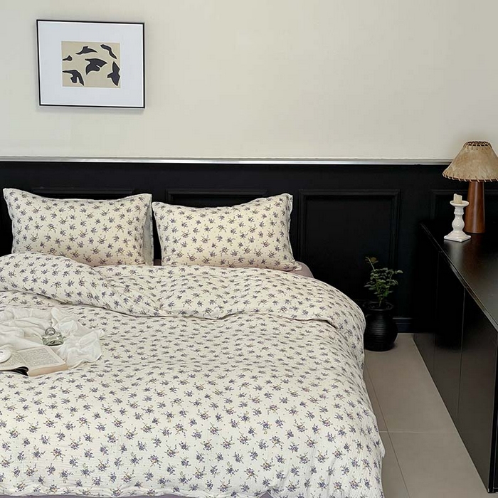 91家纺网 家纺一手货源 找家纺 源启生活 2025新款全棉A类双层皱皱纱四件套 紫嫣