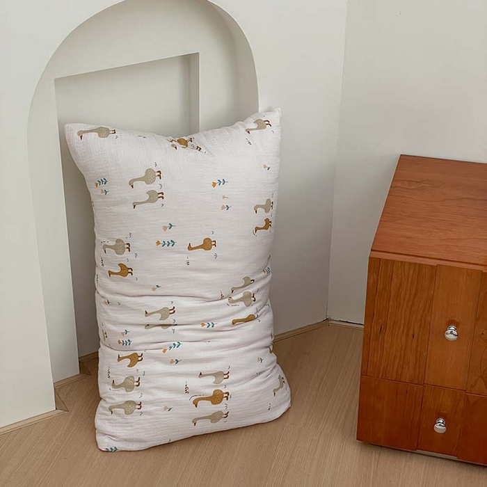 91家纺网 家纺一手货源 找家纺 源启生活 2025新款全棉A类双层皱皱纱四件套 乖乖鸭