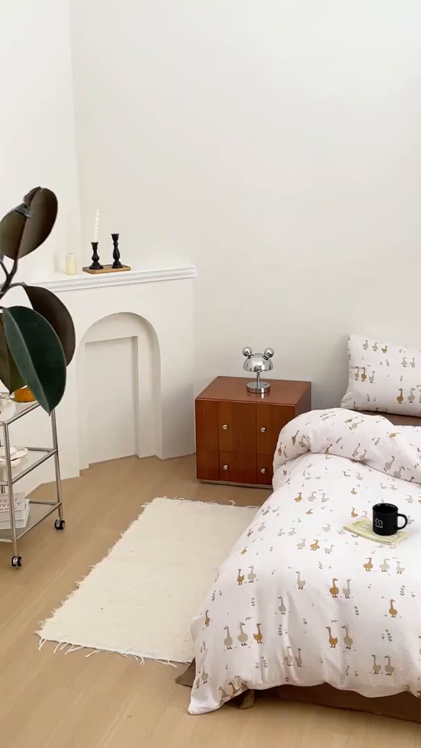 91家纺网 家纺一手货源 找家纺 源启生活 2025新款全棉A类双层皱皱纱四件套 乖乖鸭