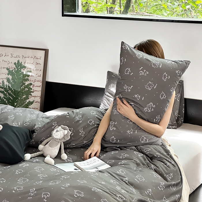 91家纺网 家纺一手货源 找家纺 源启生活 2025秋冬新款A类全棉针织棉活性印染四件套 可爱多