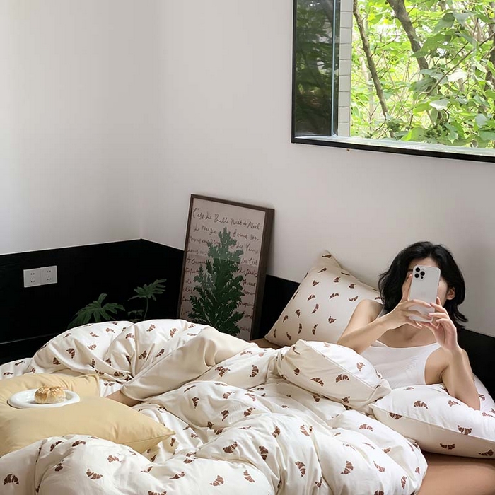 源启生活 2025秋冬新款A类全棉针织棉活性印染四件套 可颂