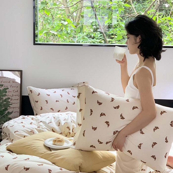 91家纺网 家纺一手货源 找家纺 源启生活 2025秋冬新款A类全棉针织棉活性印染四件套 可颂