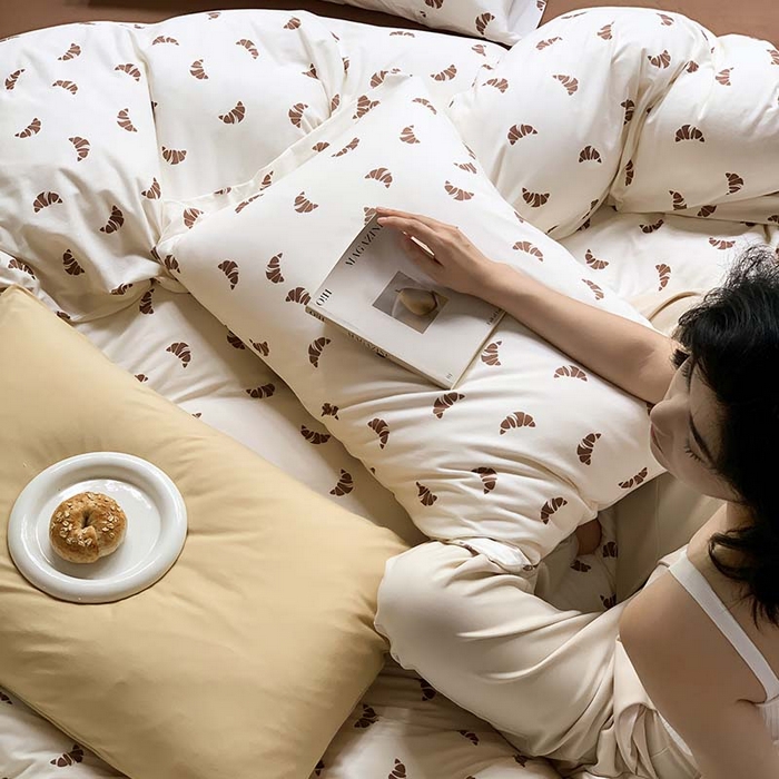 91家纺网 家纺一手货源 找家纺 源启生活 2025秋冬新款A类全棉针织棉活性印染四件套 可颂