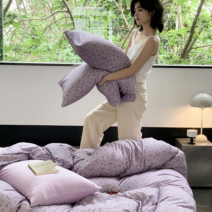 91家纺网 家纺一手货源 找家纺 源启生活 2025秋冬新款A类全棉针织棉活性印染四件套 紫陌