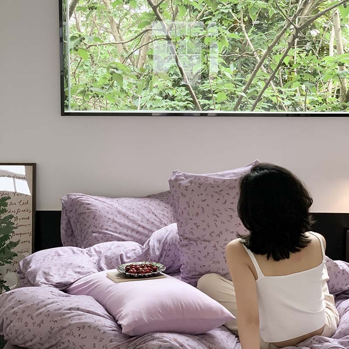 91家纺网 家纺一手货源 找家纺 源启生活 2025秋冬新款A类全棉针织棉活性印染四件套 紫陌