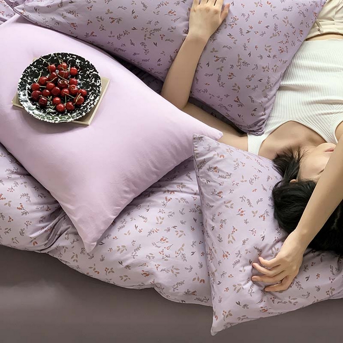 91家纺网 家纺一手货源 找家纺 源启生活 2025秋冬新款A类全棉针织棉活性印染四件套 紫陌