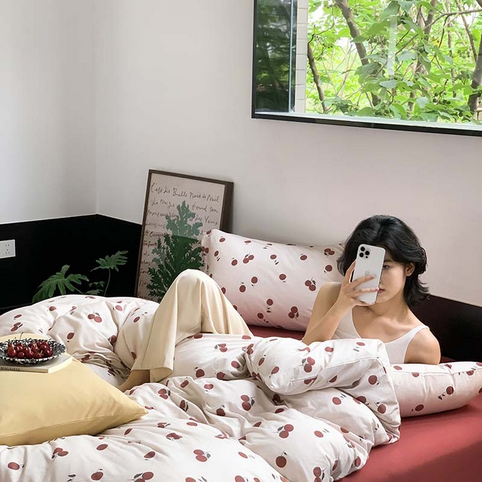 源启生活 2025秋冬新款A类全棉针织棉活性印染四件套 喜番