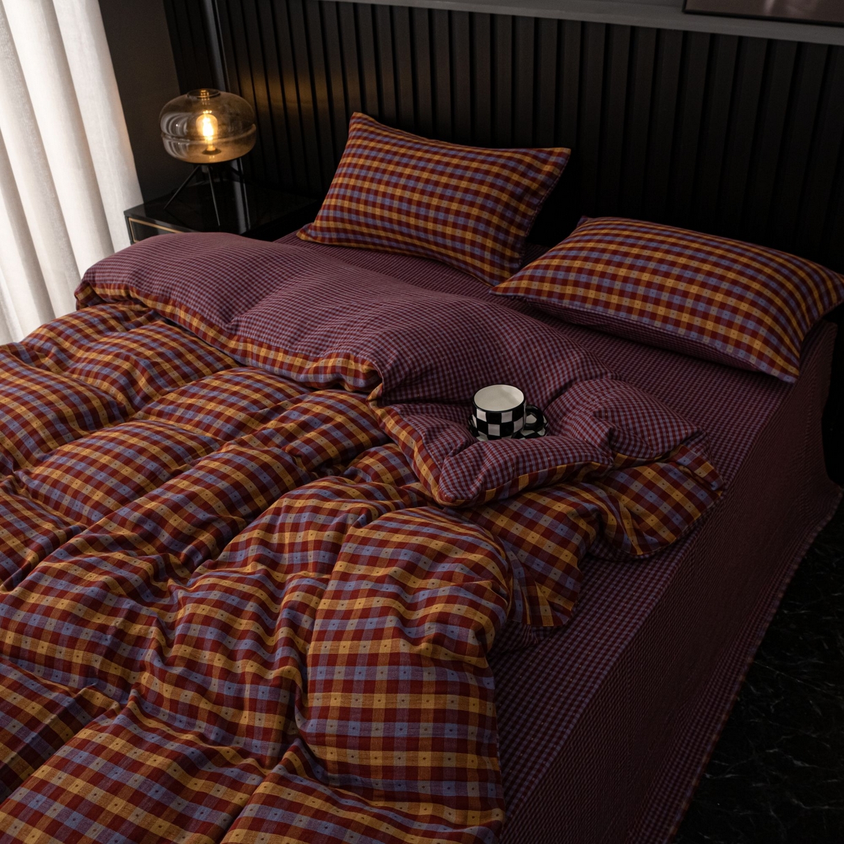 （总）仰望棉麻双层纱供应链 2026新款遇见彩虹全棉色织双层纱四件套