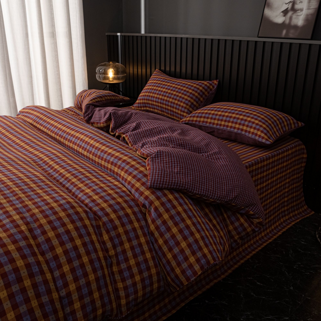 91家纺网 家纺一手货源 找家纺 （总）仰望棉麻双层纱供应链 2026新款遇见彩虹全棉色织双层纱四件套