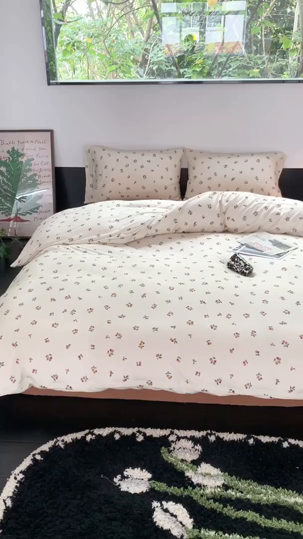 91家纺网 家纺一手货源 找家纺 源启生活 2025秋冬新款A类全棉针织棉活性印染四件套 悠然果