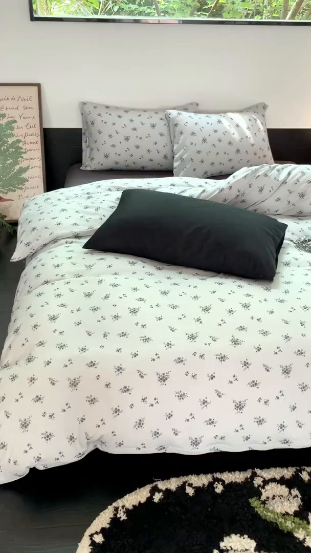 91家纺网 家纺一手货源 找家纺 源启生活 2025秋冬新款A类全棉针织棉活性印染四件套 以墨