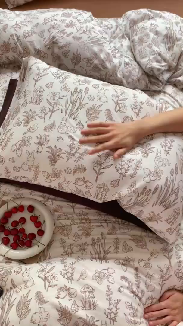 91家纺网 家纺一手货源 找家纺 源启生活 2025秋冬新款A类全棉针织棉活性印染四件套 奈斯兔