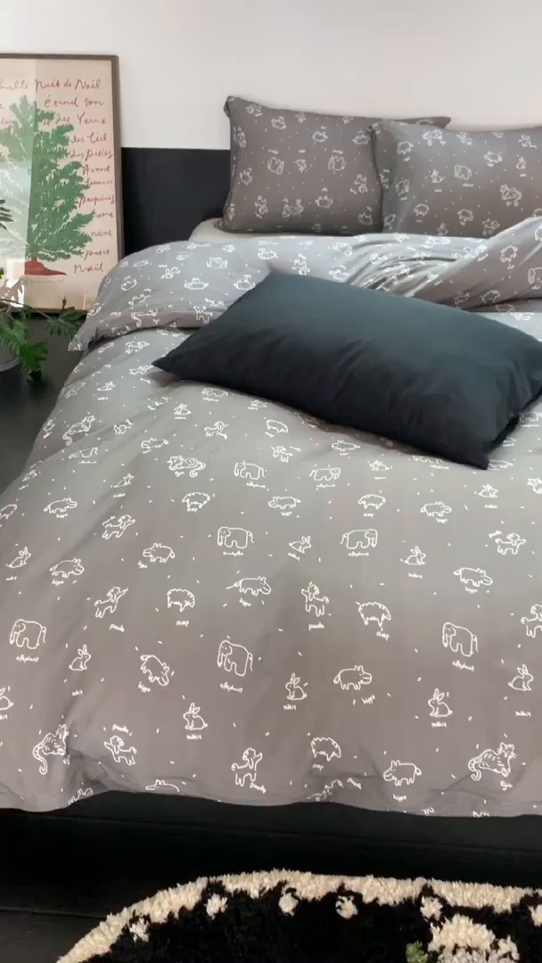 91家纺网 家纺一手货源 找家纺 源启生活 2025秋冬新款A类全棉针织棉活性印染四件套 可爱多