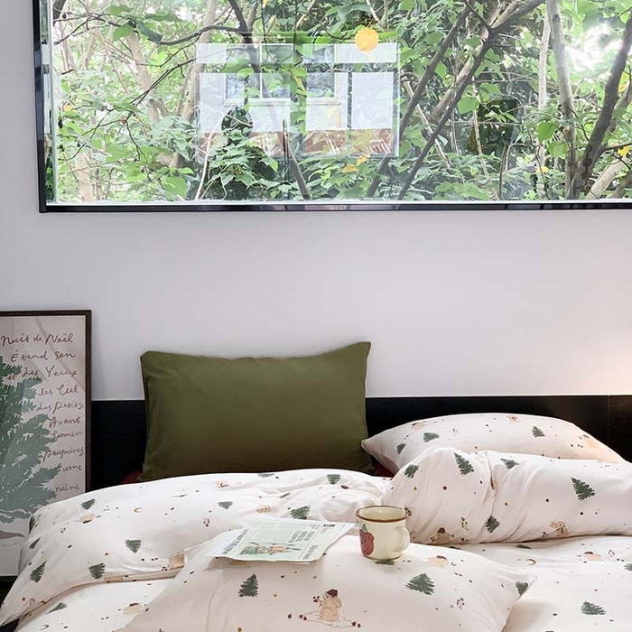 91家纺网 家纺一手货源 找家纺 源启生活 2025秋冬新款A类全棉针织棉活性印染四件套 圣诞兔