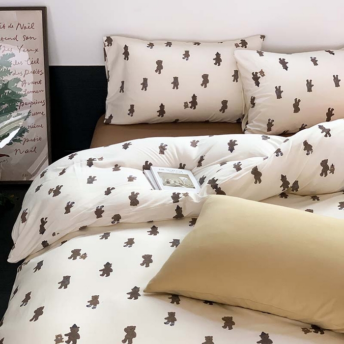 91家纺网 家纺一手货源 找家纺 源启生活 2025秋冬新款A类全棉针织棉活性印染四件套 围巾熊