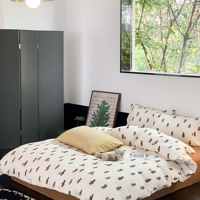 91家纺网 家纺一手货源 找家纺 源启生活 2025秋冬新款A类全棉针织棉活性印染四件套 围巾熊