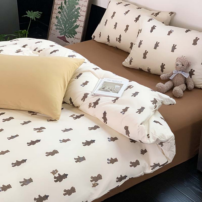 91家纺网 家纺一手货源 找家纺 源启生活 2025秋冬新款A类全棉针织棉活性印染四件套 围巾熊