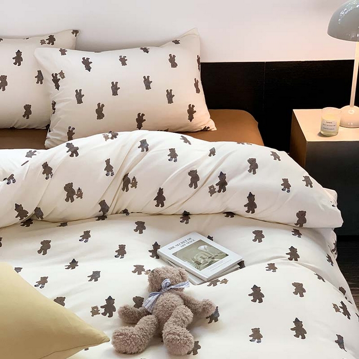 91家纺网 家纺一手货源 找家纺 源启生活 2025秋冬新款A类全棉针织棉活性印染四件套 围巾熊