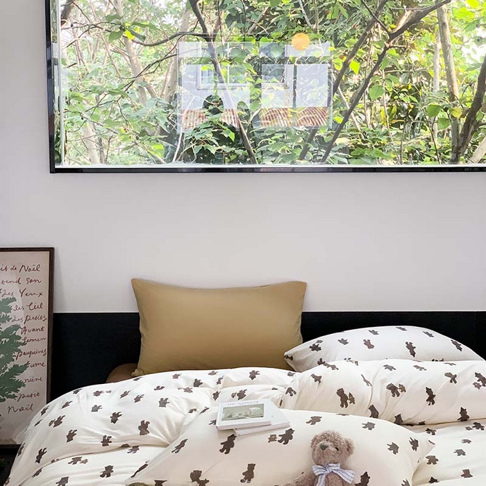 91家纺网 家纺一手货源 找家纺 源启生活 2025秋冬新款A类全棉针织棉活性印染四件套 围巾熊