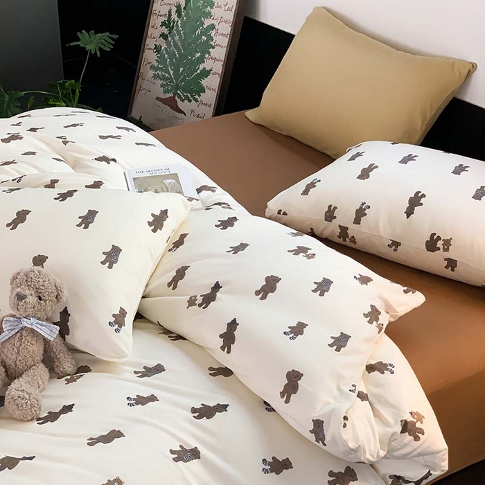 91家纺网 家纺一手货源 找家纺 源启生活 2025秋冬新款A类全棉针织棉活性印染四件套 围巾熊