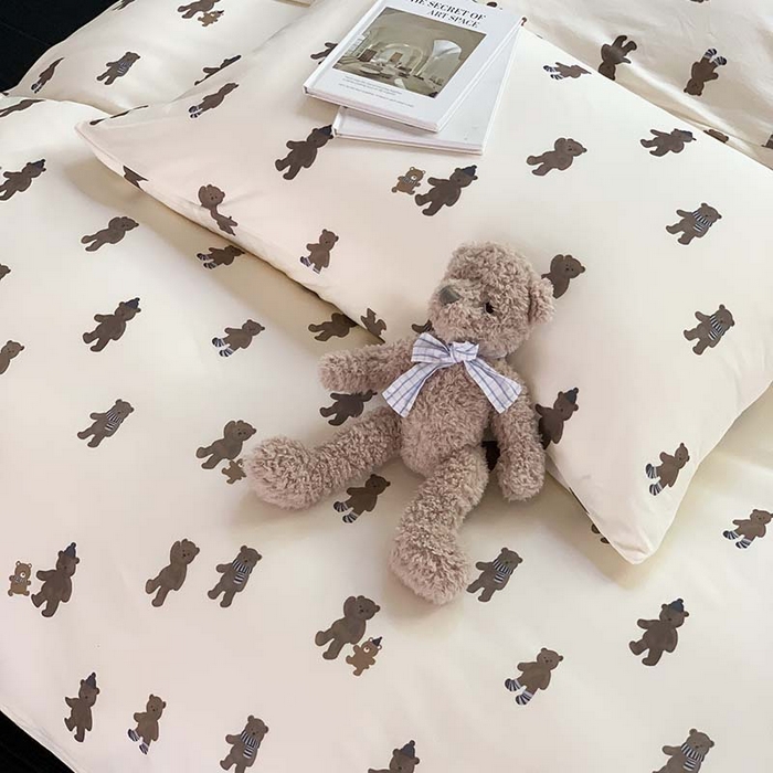 91家纺网 家纺一手货源 找家纺 源启生活 2025秋冬新款A类全棉针织棉活性印染四件套 围巾熊