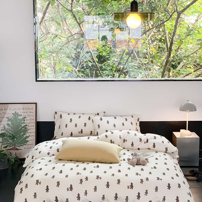 91家纺网 家纺一手货源 找家纺 源启生活 2025秋冬新款A类全棉针织棉活性印染四件套 围巾熊