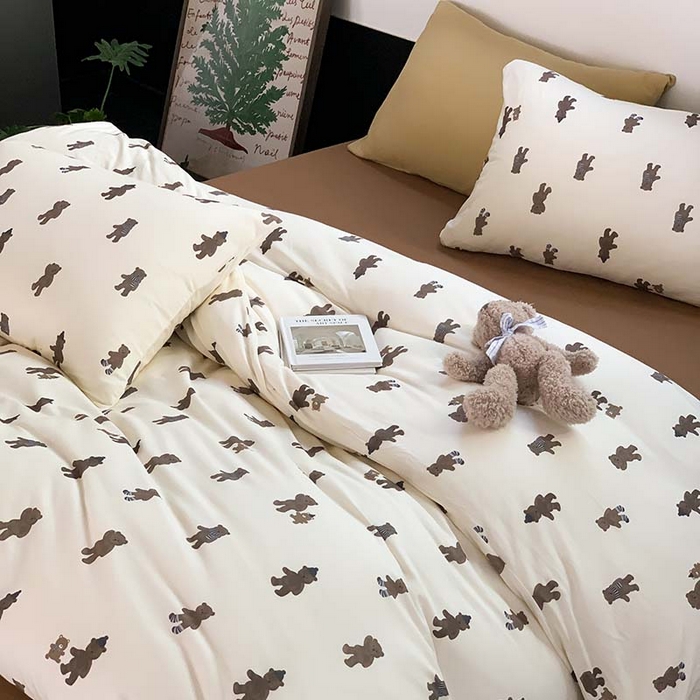 91家纺网 家纺一手货源 找家纺 源启生活 2025秋冬新款A类全棉针织棉活性印染四件套 围巾熊