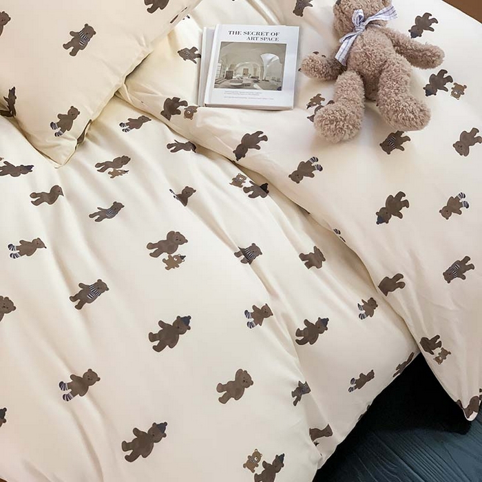 91家纺网 家纺一手货源 找家纺 源启生活 2025秋冬新款A类全棉针织棉活性印染四件套 围巾熊