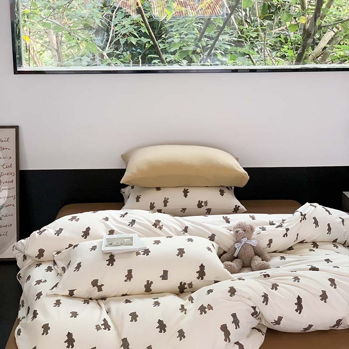 91家纺网 家纺一手货源 找家纺 源启生活 2025秋冬新款A类全棉针织棉活性印染四件套 围巾熊