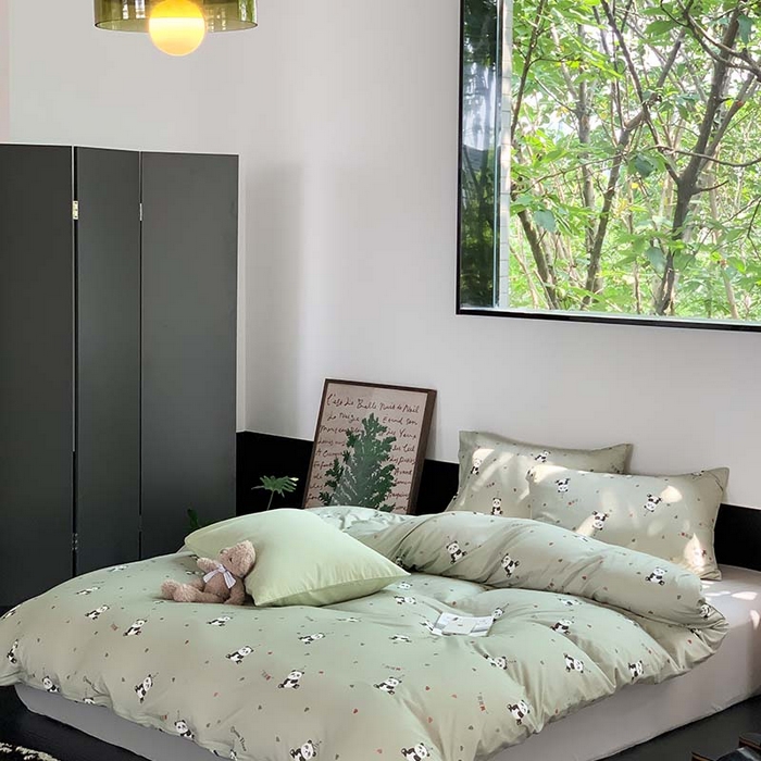 91家纺网 家纺一手货源 找家纺 源启生活 2025秋冬新款A类全棉针织棉活性印染四件套 熊猫生日会