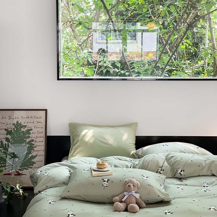 91家纺网 家纺一手货源 找家纺 源启生活 2025秋冬新款A类全棉针织棉活性印染四件套 熊猫生日会