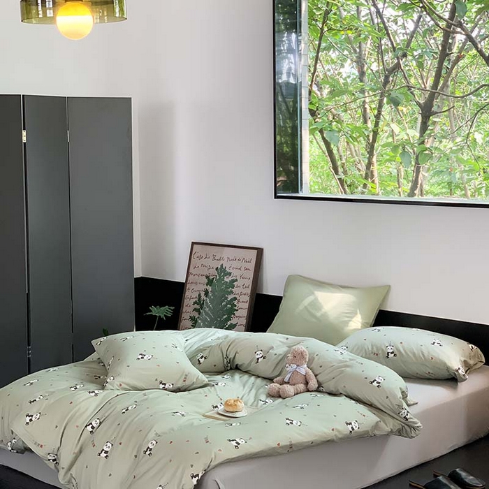 91家纺网 家纺一手货源 找家纺 源启生活 2025秋冬新款A类全棉针织棉活性印染四件套 熊猫生日会