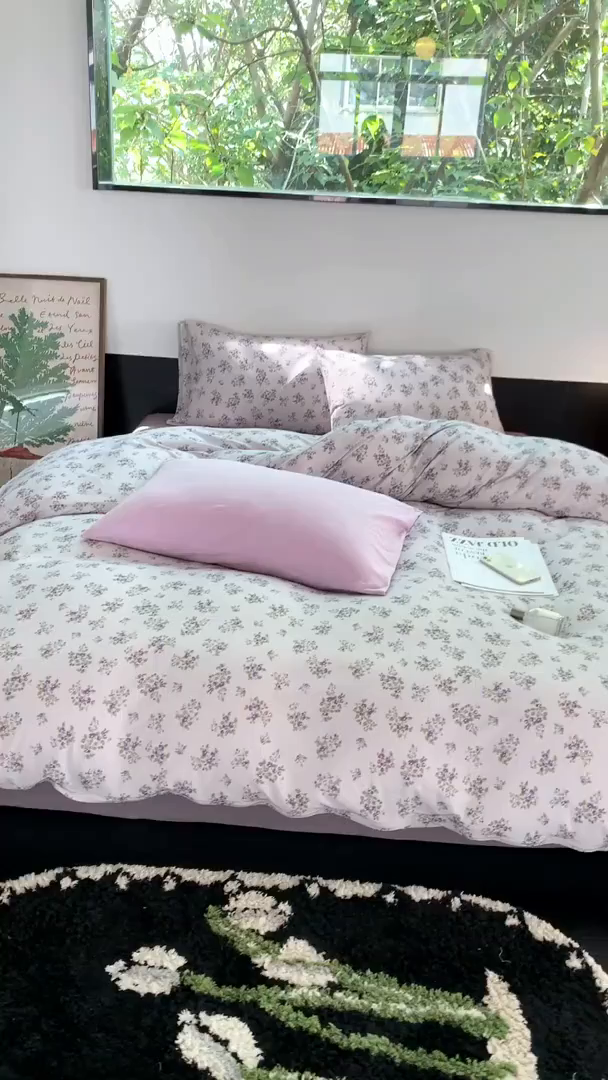 91家纺网 家纺一手货源 找家纺 源启生活 2025秋冬新款A类全棉针织棉活性印染四件套 那些花儿