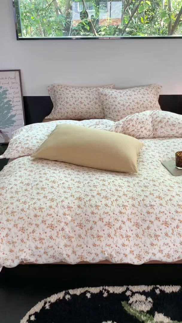 91家纺网 家纺一手货源 找家纺 源启生活 2025秋冬新款A类全棉针织棉活性印染四件套 秋日