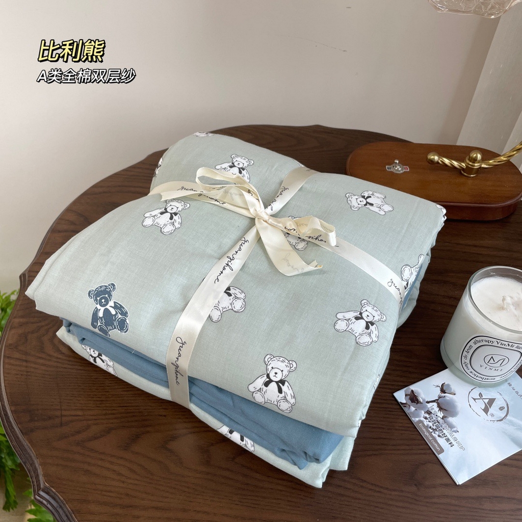 91家纺网 家纺一手货源 找家纺 （总）源启生活 2025新款A类抗菌有氧双层纱全棉印花四件套