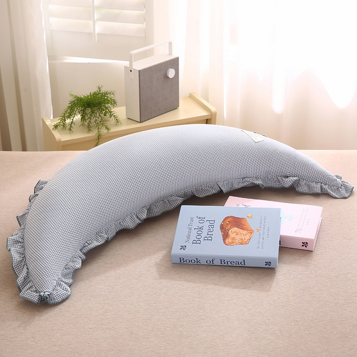 91家纺网 家纺一手货源 找家纺 蔻眠 多功能全棉月亮长抱枕夹腿抱枕芯月亮枕头 月亮-蓝小格