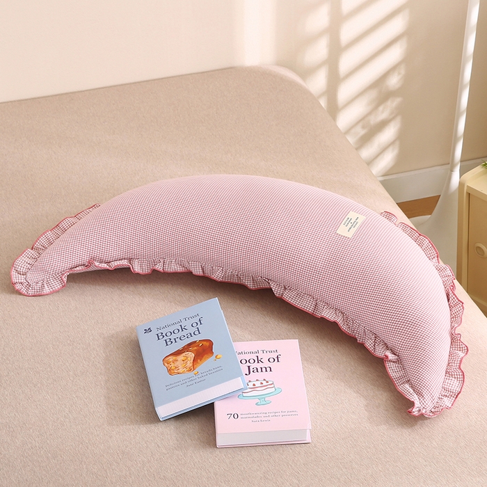 91家纺网 家纺一手货源 找家纺 蔻眠 多功能全棉月亮长抱枕夹腿抱枕芯月亮枕头 月亮-粉小格