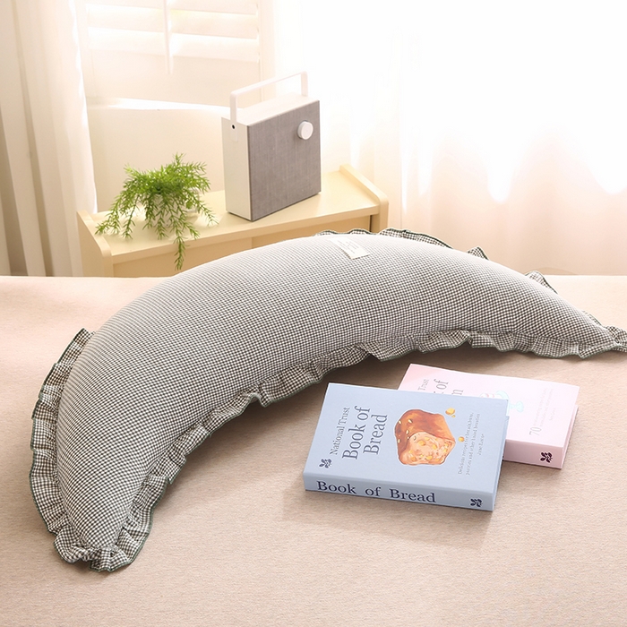 91家纺网 家纺一手货源 找家纺 蔻眠 多功能全棉月亮长抱枕夹腿抱枕芯月亮枕头 月亮-绿小格